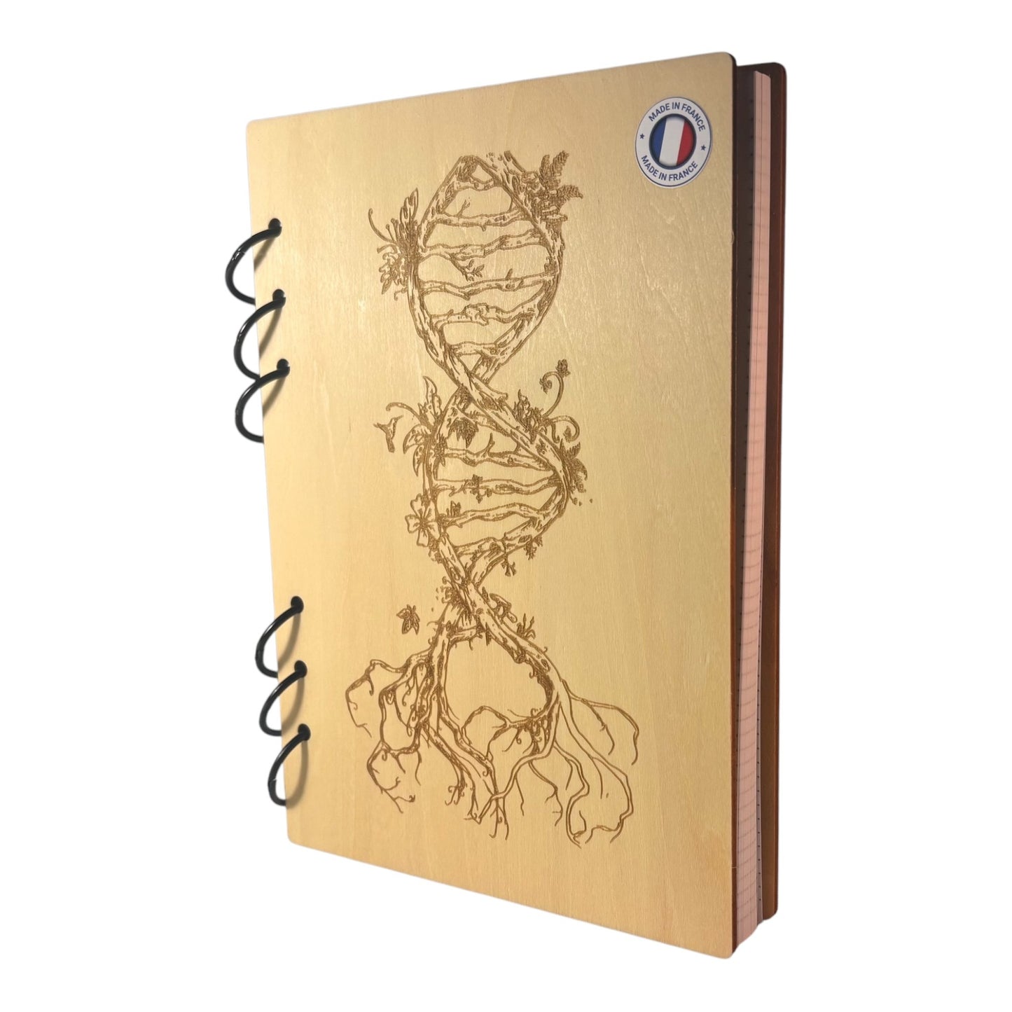 Cahier A5 branche d'ADN graver au laser rechargeable et ecologique fabrication francaise et artisanale