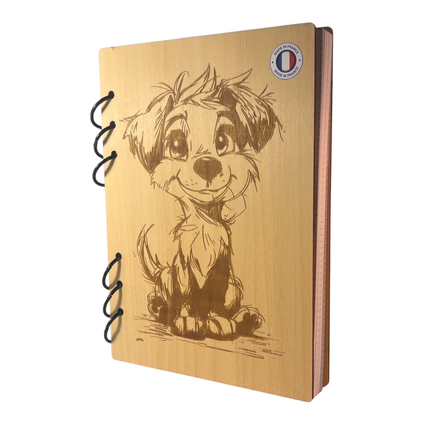 Cahier A5 Chien -graver au laser rechargeable et ecologique fabrication francaise et artisanale