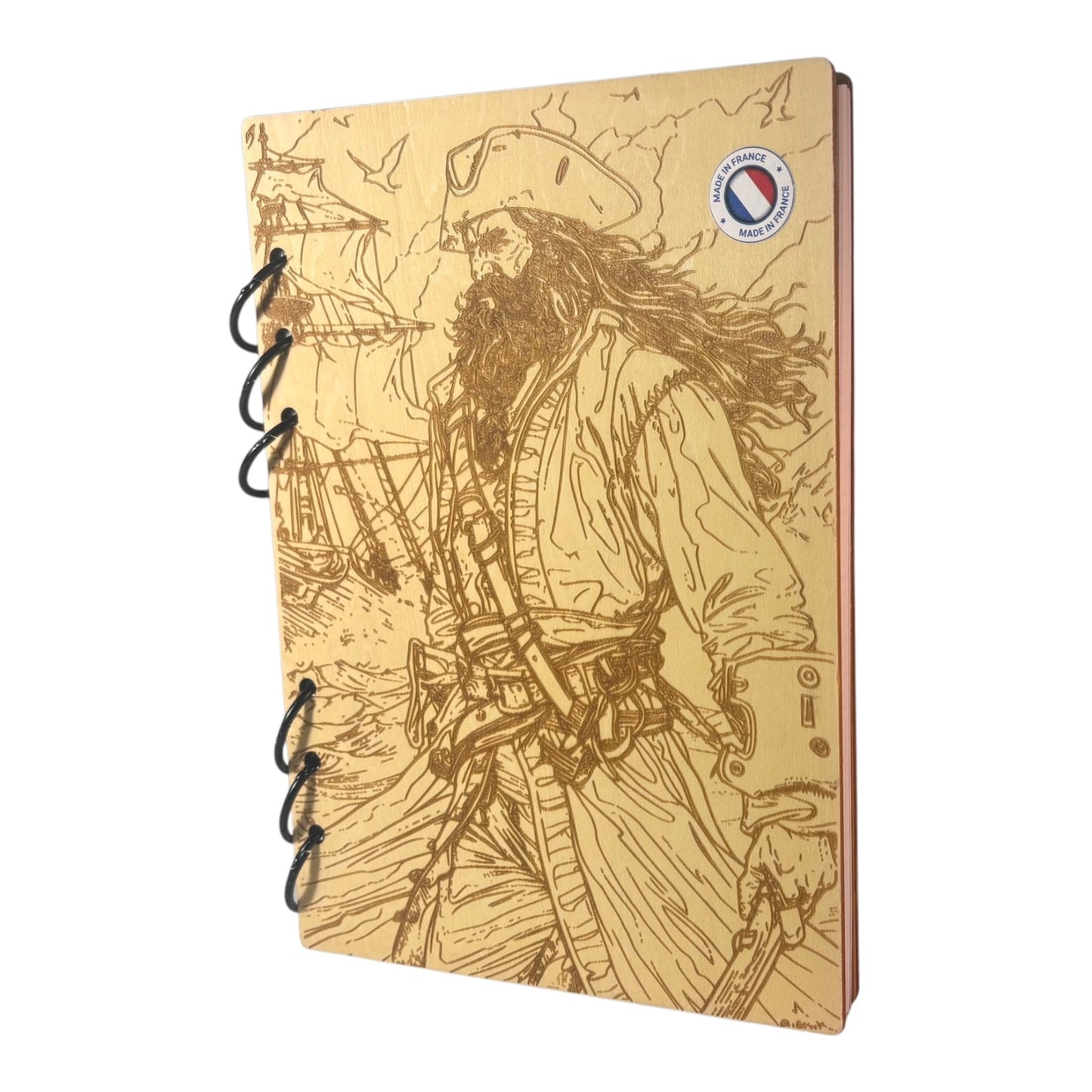 Cahier A5 pirate -graver au laser rechargeable et ecologique fabrication francaise et artisanale