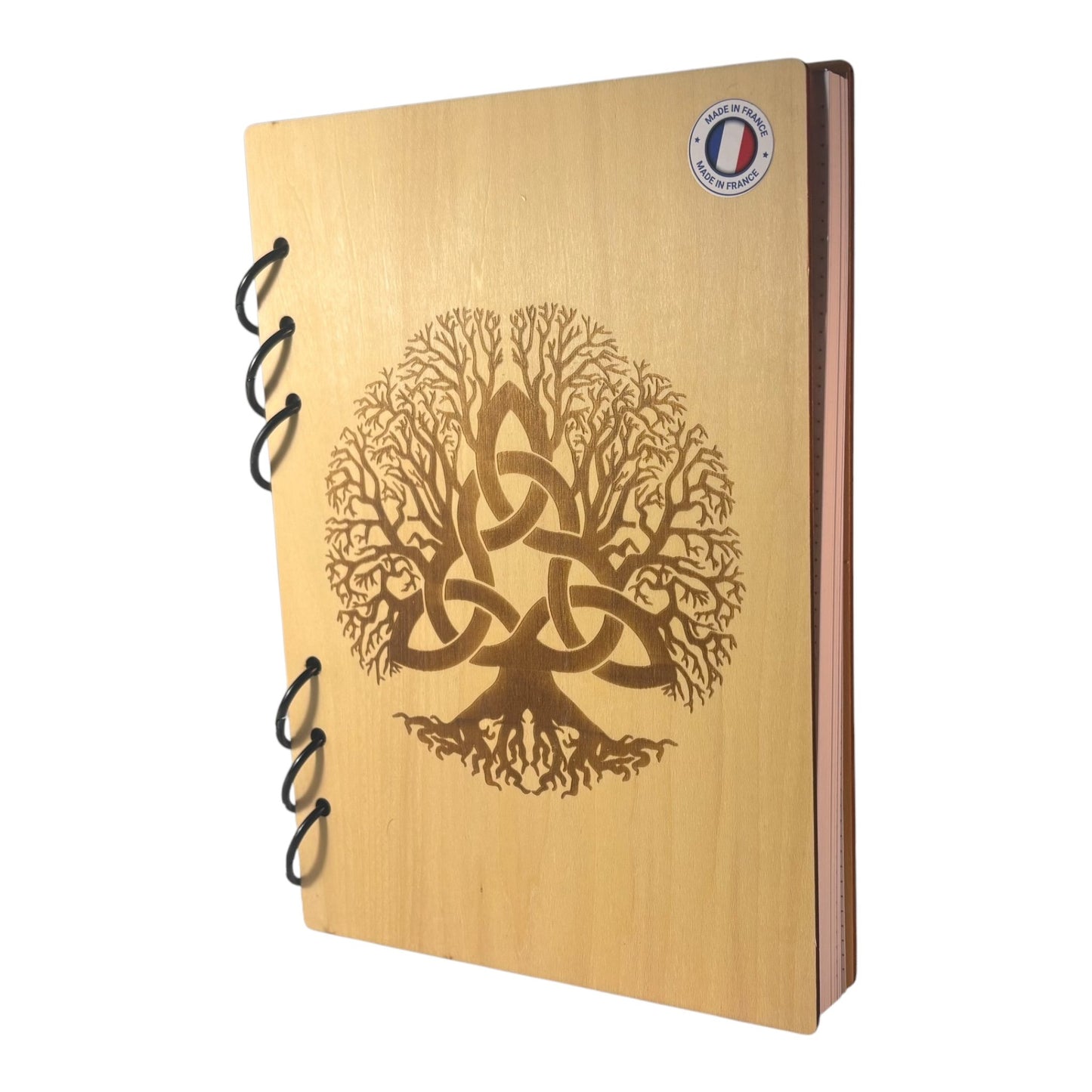 Cahier A5 arbre celte graver au laser rechargeable et ecologique fabrication francaise et artisanale