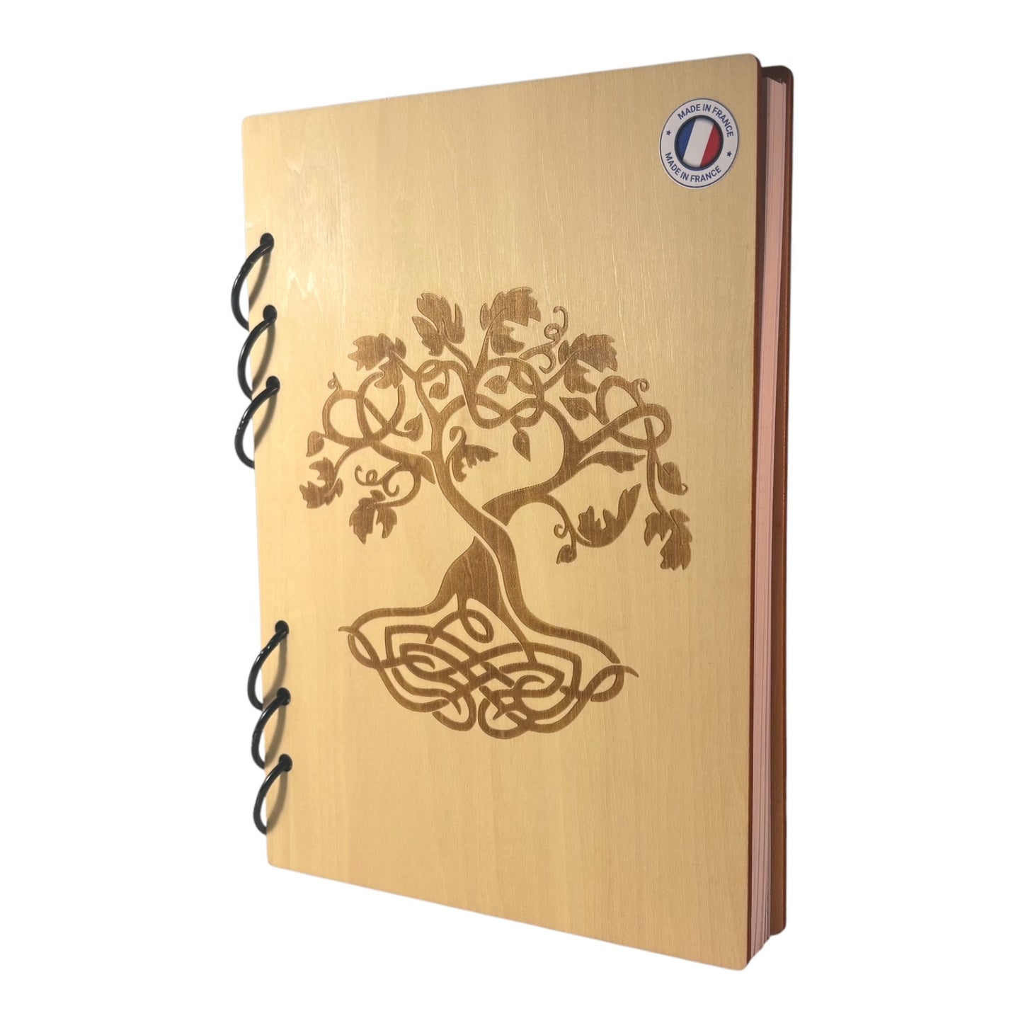 Cahier A5 arbre de vie -graver au laser rechargeable et ecologique fabrication francaise et artisanale