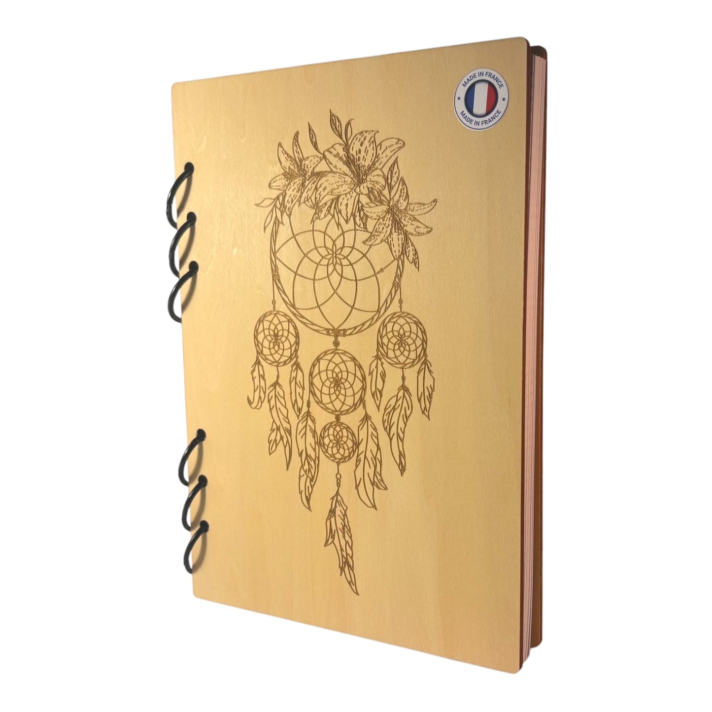 Cahier A5 Attrape rêves graver au laser rechargeable et ecologique fabrication francaise et artisanale