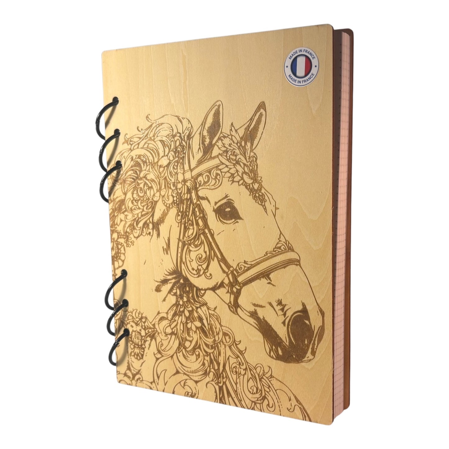 Cahier A5 cheval graver au laser rechargeable et ecologique fabrication francaise et artisanale