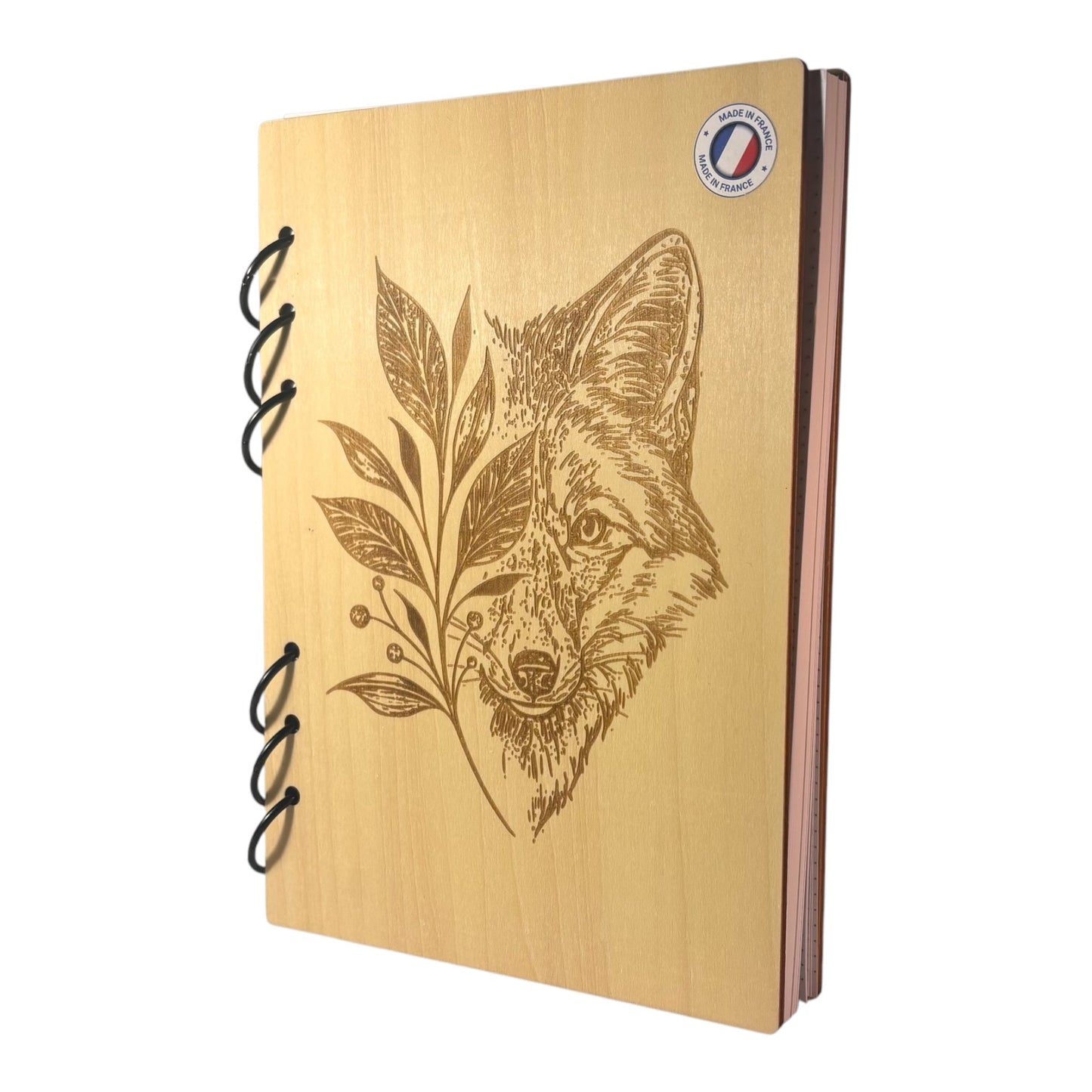 027 - Cahier A5 loup et feuille rechargeable ecologique farication francaise et artisanale