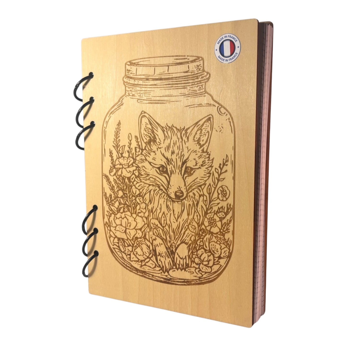 Cahier A5 renard dans un bocal - rechargeable ecologique fabrication francaise et artisanale