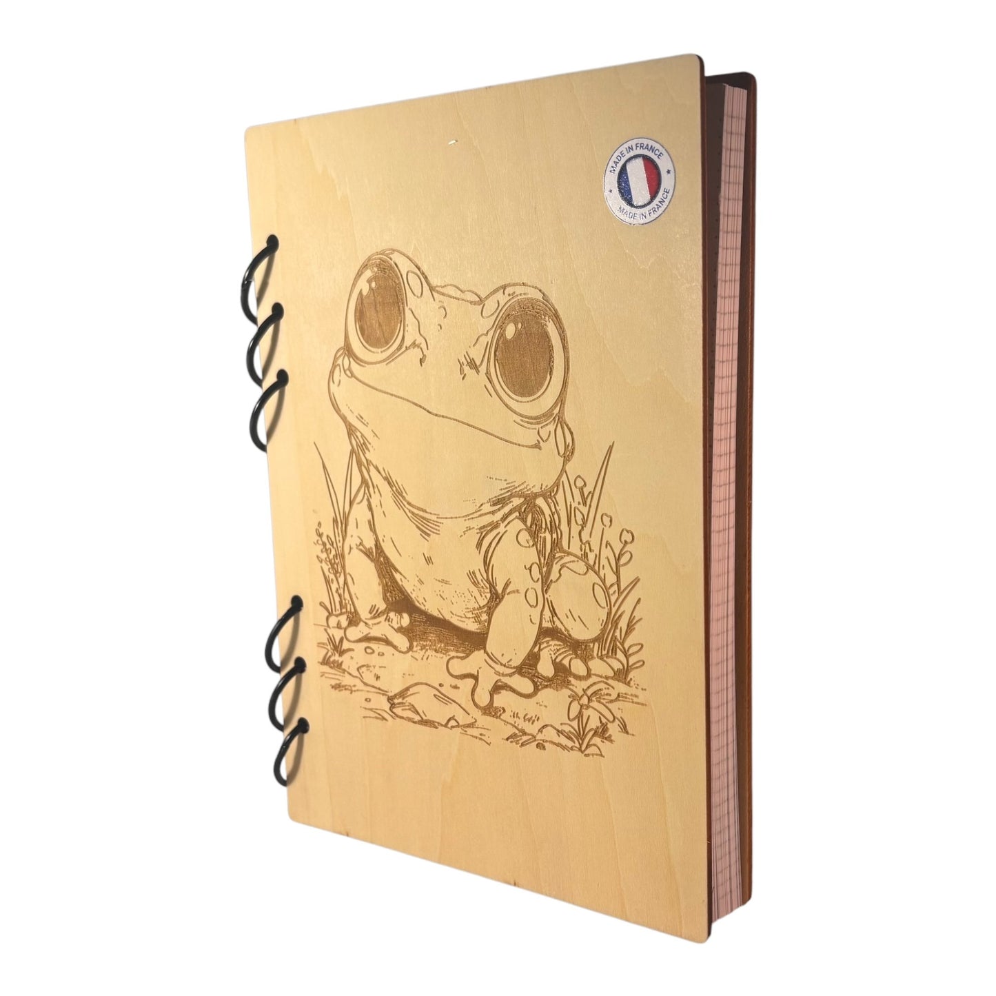 cahier A5 grenouille graver au laser rechargeable et ecologique fabrication francaise et artisanale