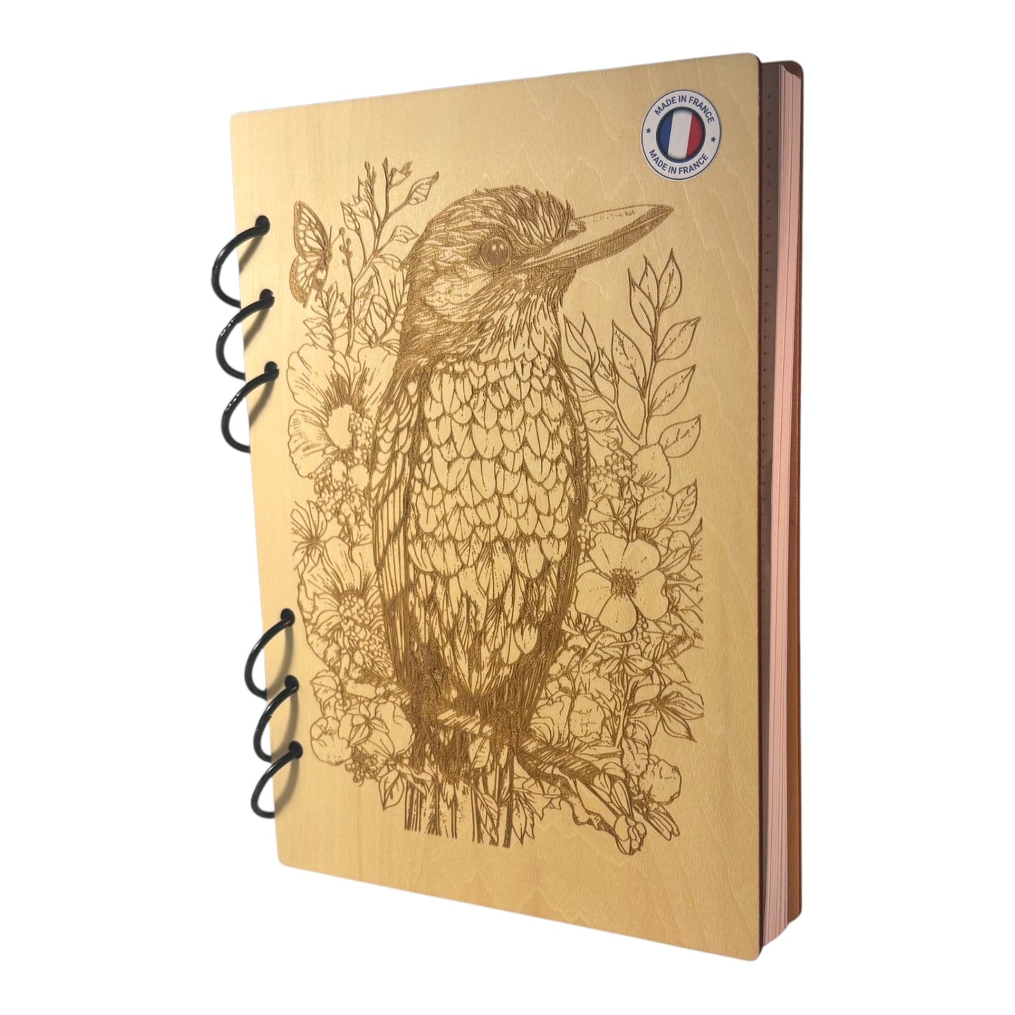 Cahier A5 martin pecheur graver au laser rechargeable et ecologique fabrication francaise et artisanale