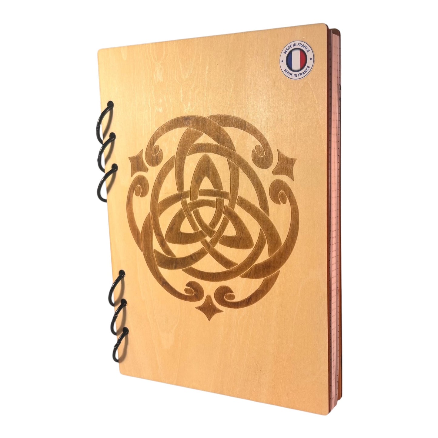 Cahier A5 noeud celtique graver au laser rechargeable et ecologique fabrication francaise et artisanale