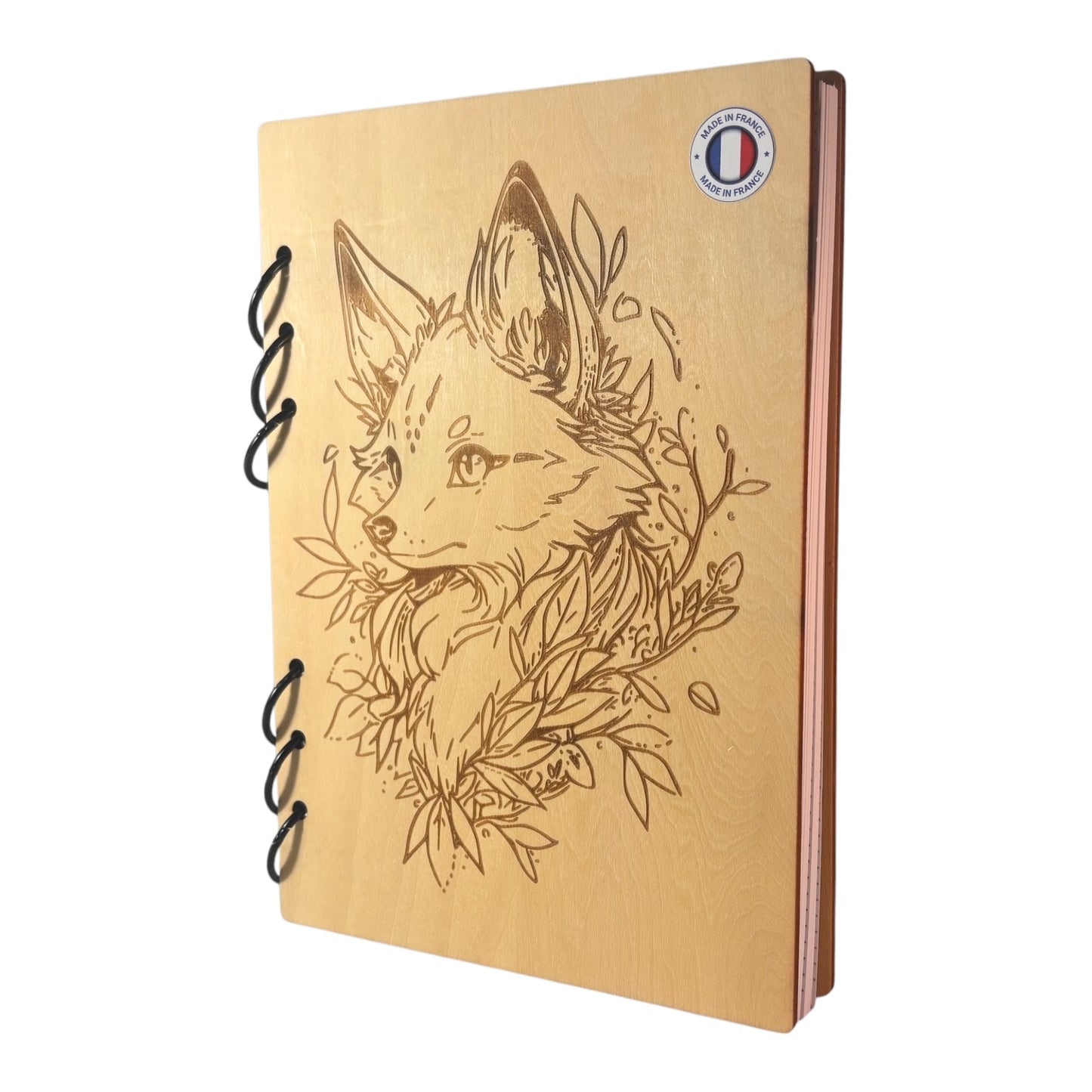 Cahier A5 renard manga graver au laser rechargeable et ecologique fabrication francaise et artisanale