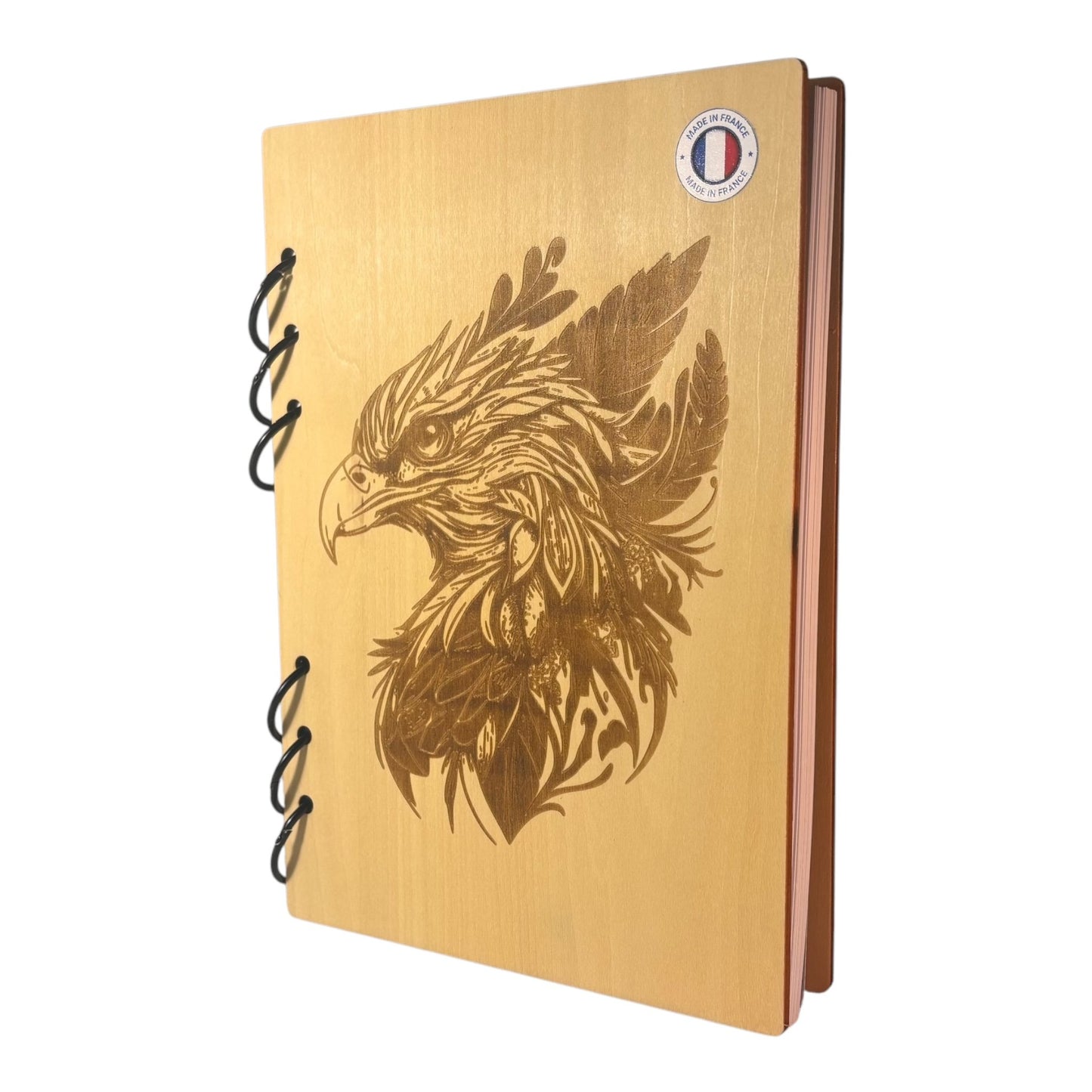 Cahier A5 tête d'aigle graver au laser rechargeable et ecologique fabrication francaise et artisanale