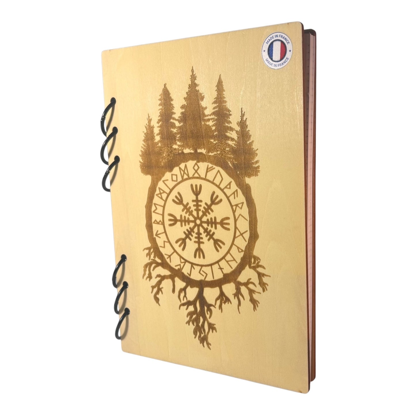Cahier A5 vegvisir foret -graver au laser rechargeable et ecologique fabrication francaise et artisanale