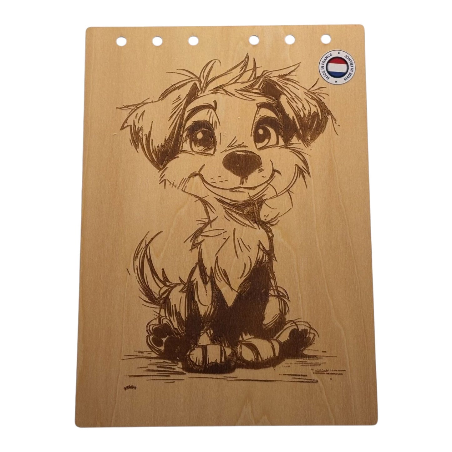 Couverture bloc note A5 Chien graver au laser rechargeable et ecologique fabrication francaise et artisanale