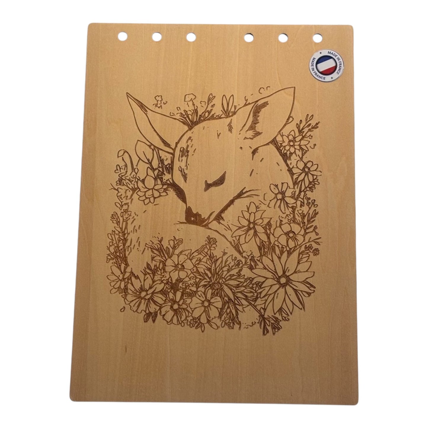 Couverture bloc note A5 Biche -graver au laser rechargeable et ecologique fabrication francaise et artisanale