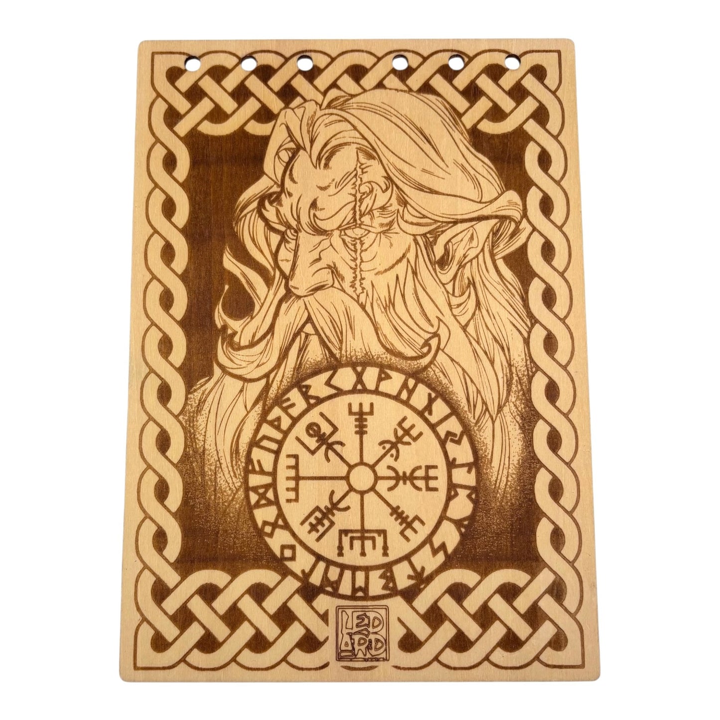Carnet en bois avec Odin gravé au laser , cahier et bloc note au format A5 écologique et rechargeable de fabrication française et artisanale