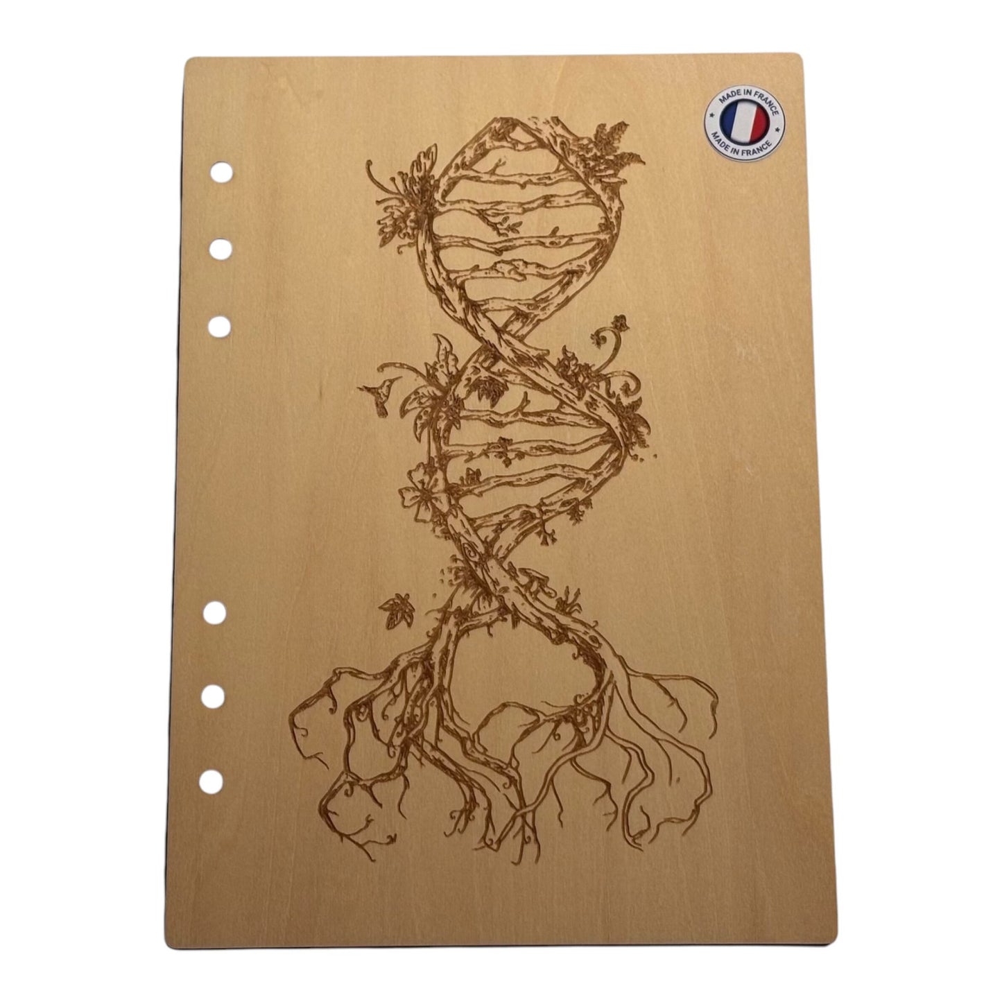 Couverture cahier A5 ADN arbre de vie - graver au laser rechargeable et ecologique fabrication francaise et artisanale