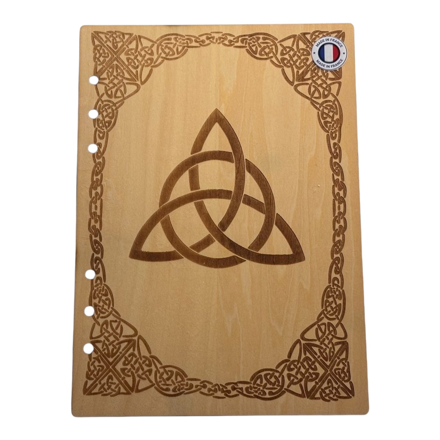 Couverture cahier A5 Triquetra graver au laser rechargeable et ecologique fabrication francaise et artisanale