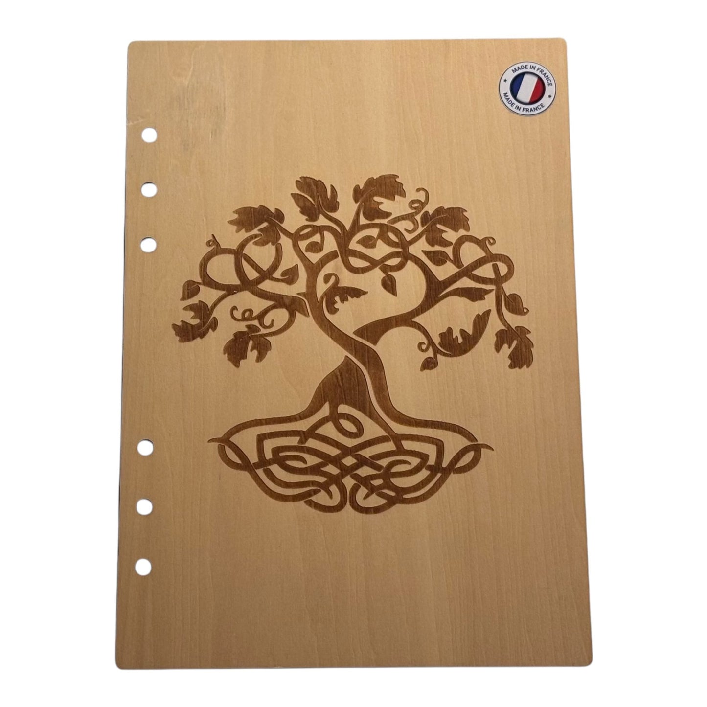 Couverture cahier A5 arbre de vie graver au laser rechargeable et ecologique fabrication francaise et artisanale