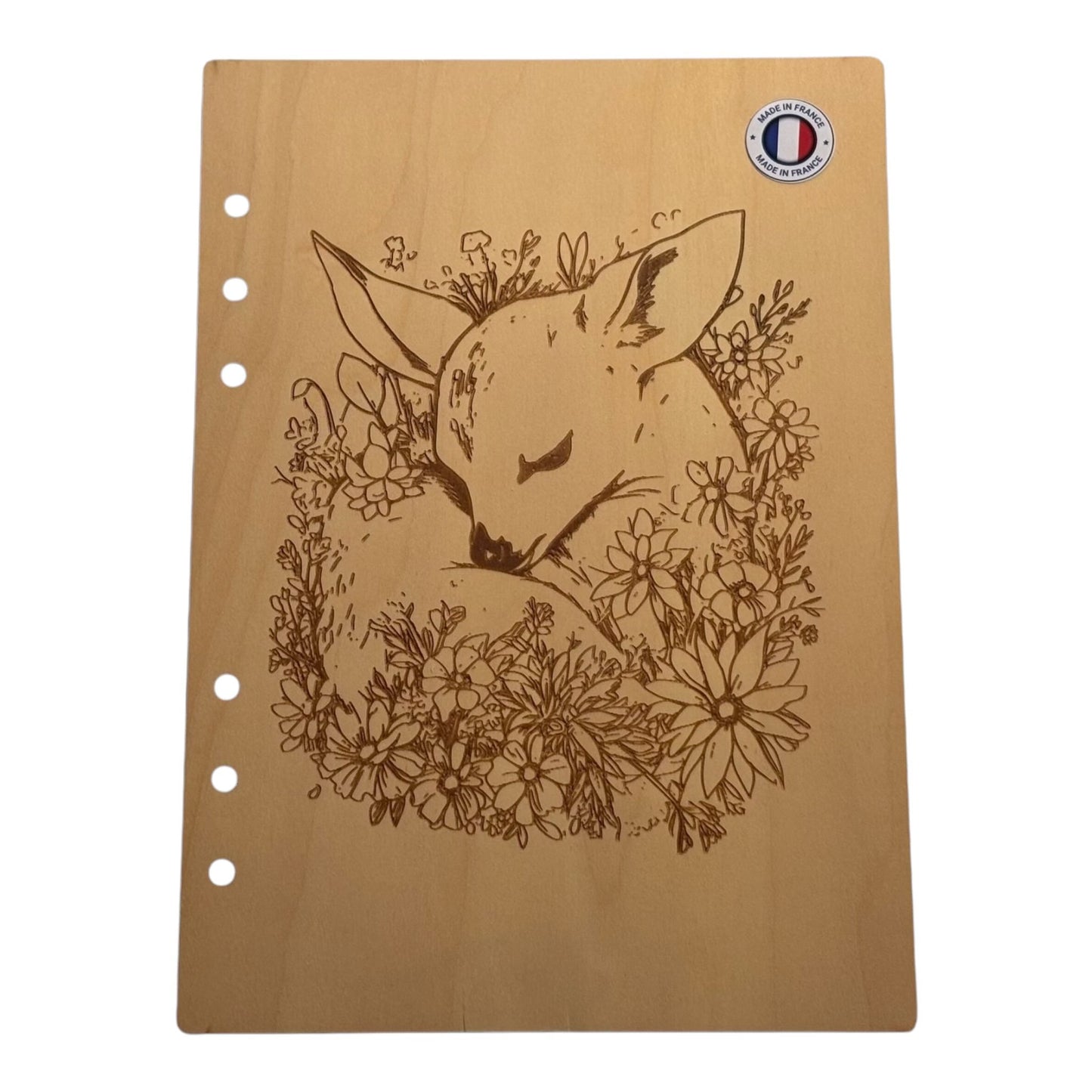 Couverture cahier A5 Biche --graver au laser rechargeable et ecologique fabrication francaise et artisanale