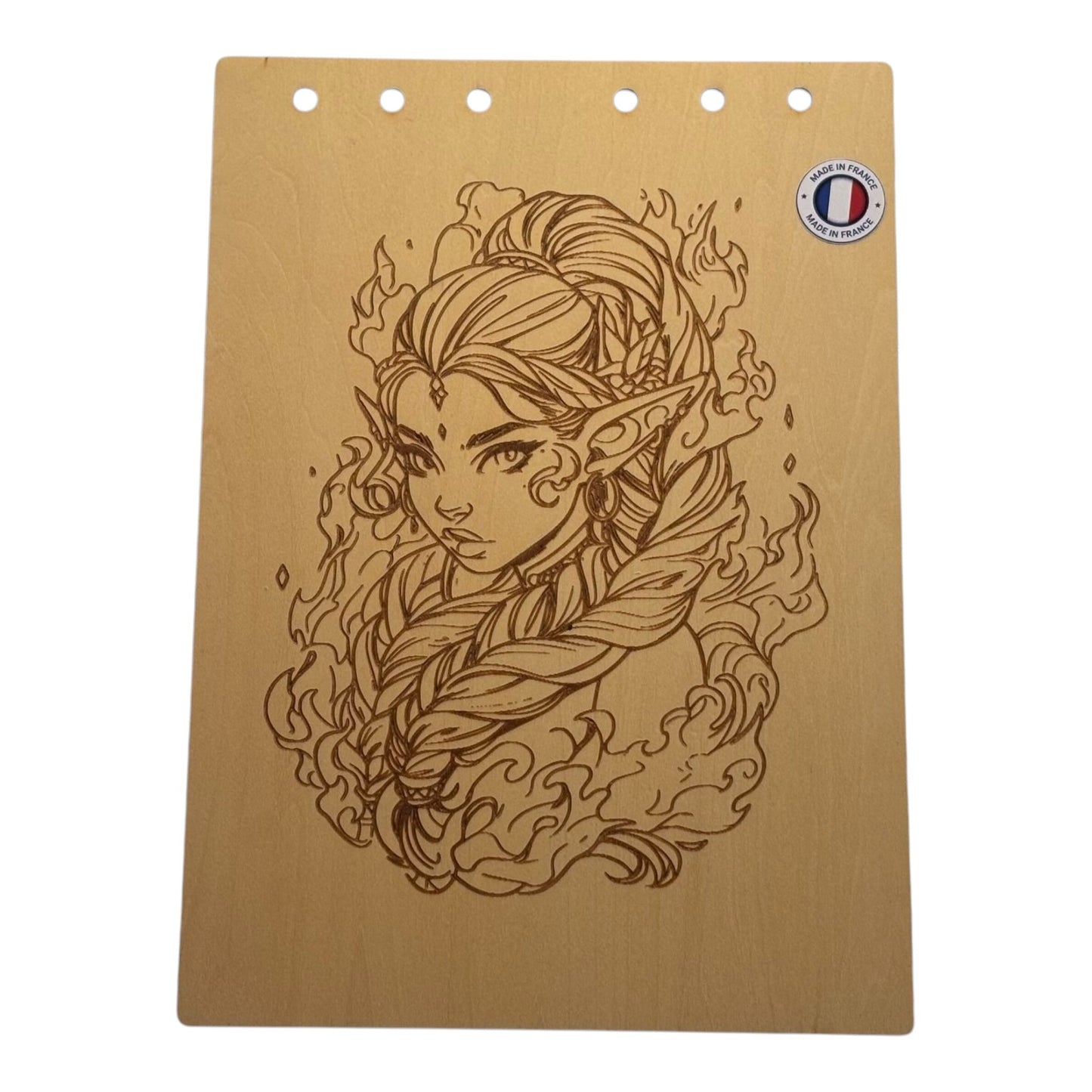 Couverture bloc note A5 elfe -graver au laser rechargeable et ecologique fabrication francaise et artisanale