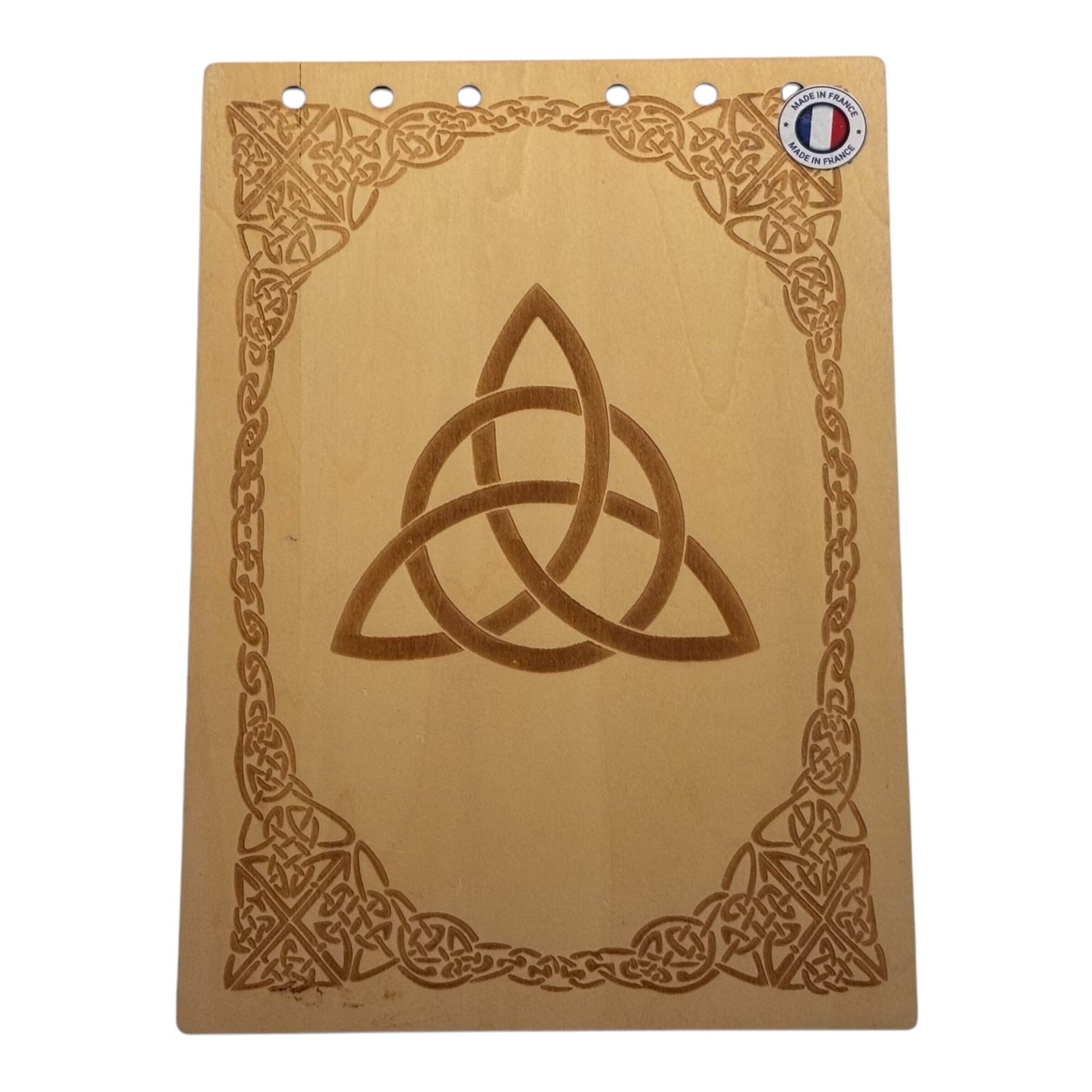 Couverture bloc note A5 triquetra graver au laser rechargeable et ecologique fabrication francaise et artisanale