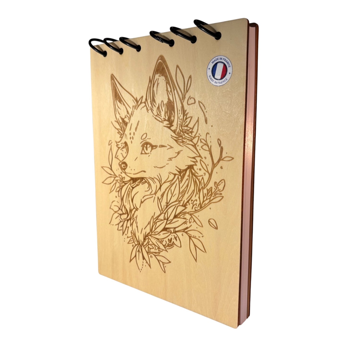 Bloc note A5 renard manga graver au laser rechargeable et ecologique fabrication francaise et artisanale