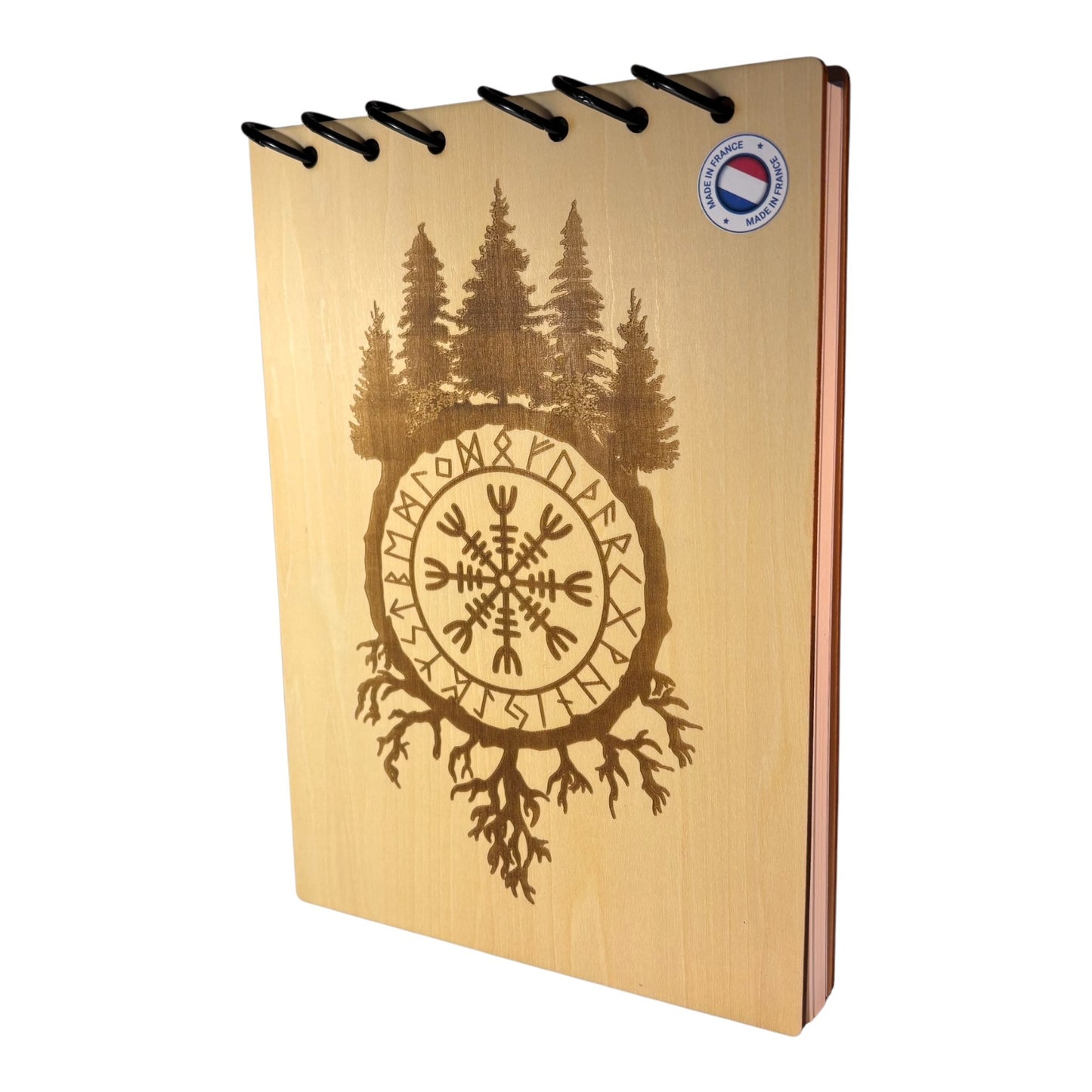 Bloc note A5 vegvisirgraver au laser rechargeable et ecologique fabrication francaise et artisanale
