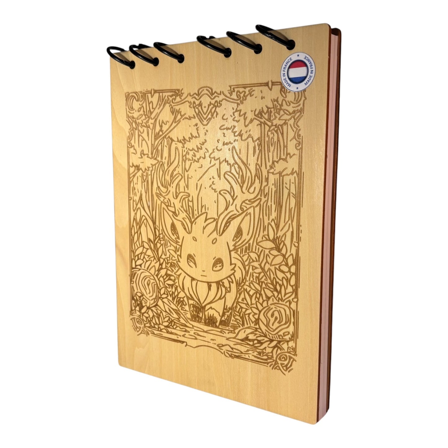 Bloc note A5 animal fantastique graver au laser rechargeable et ecologique fabrication francaise et artisanale- Mon carnet en bois