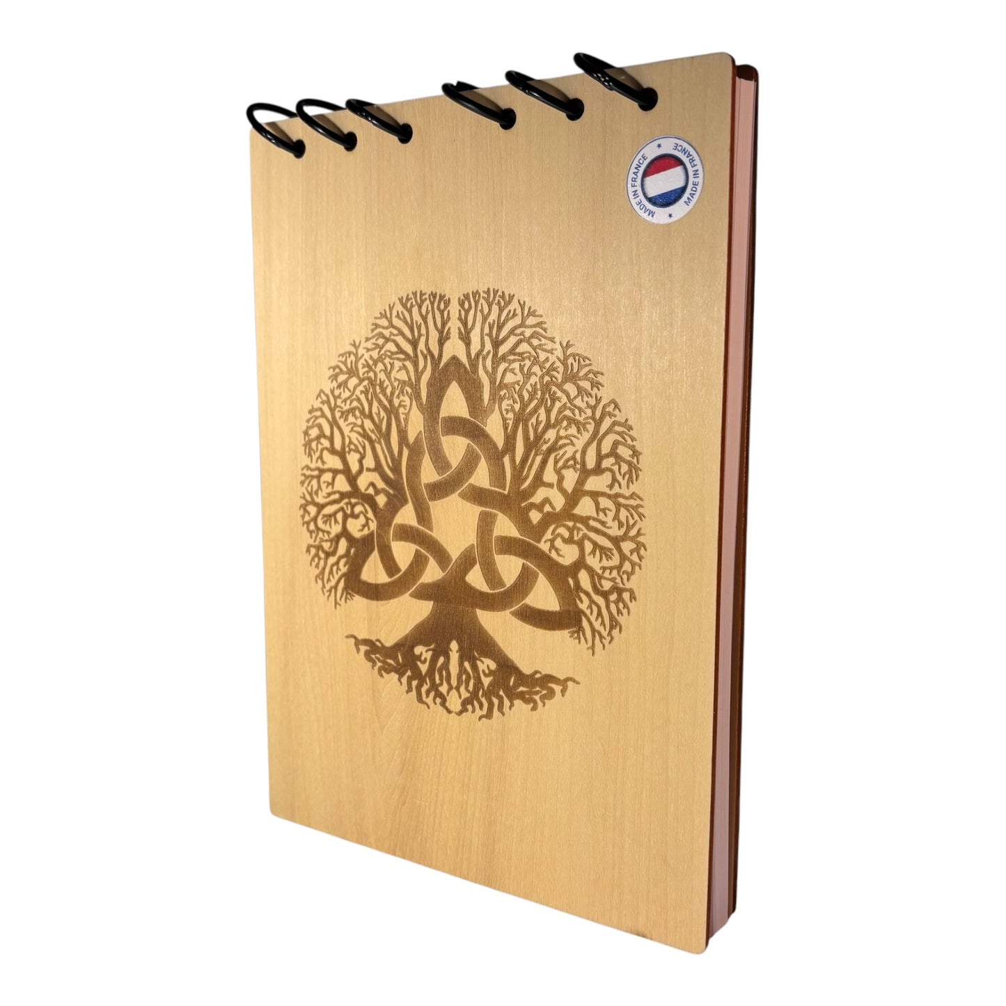 Bloc note A5 arbre celte graver au laser rechargeable et ecologique fabrication francaise et artisanalebois