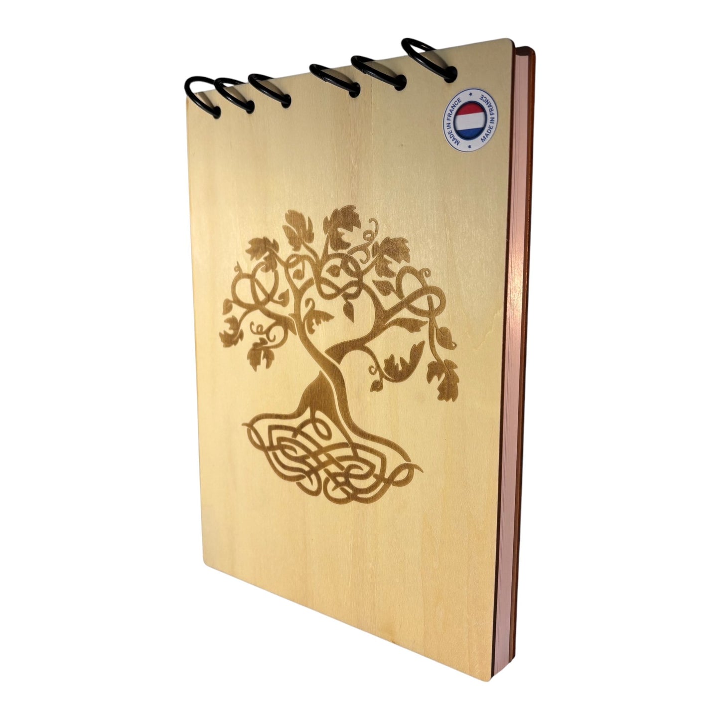 Bloc note A5 arbre de vie -graver au laser rechargeable et ecologique fabrication francaise et artisanale