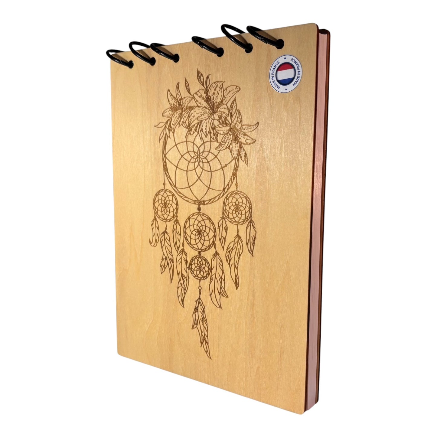 Bloc note A5 Attrape rêves graver au laser rechargeable et ecologique fabrication francaise et artisanale