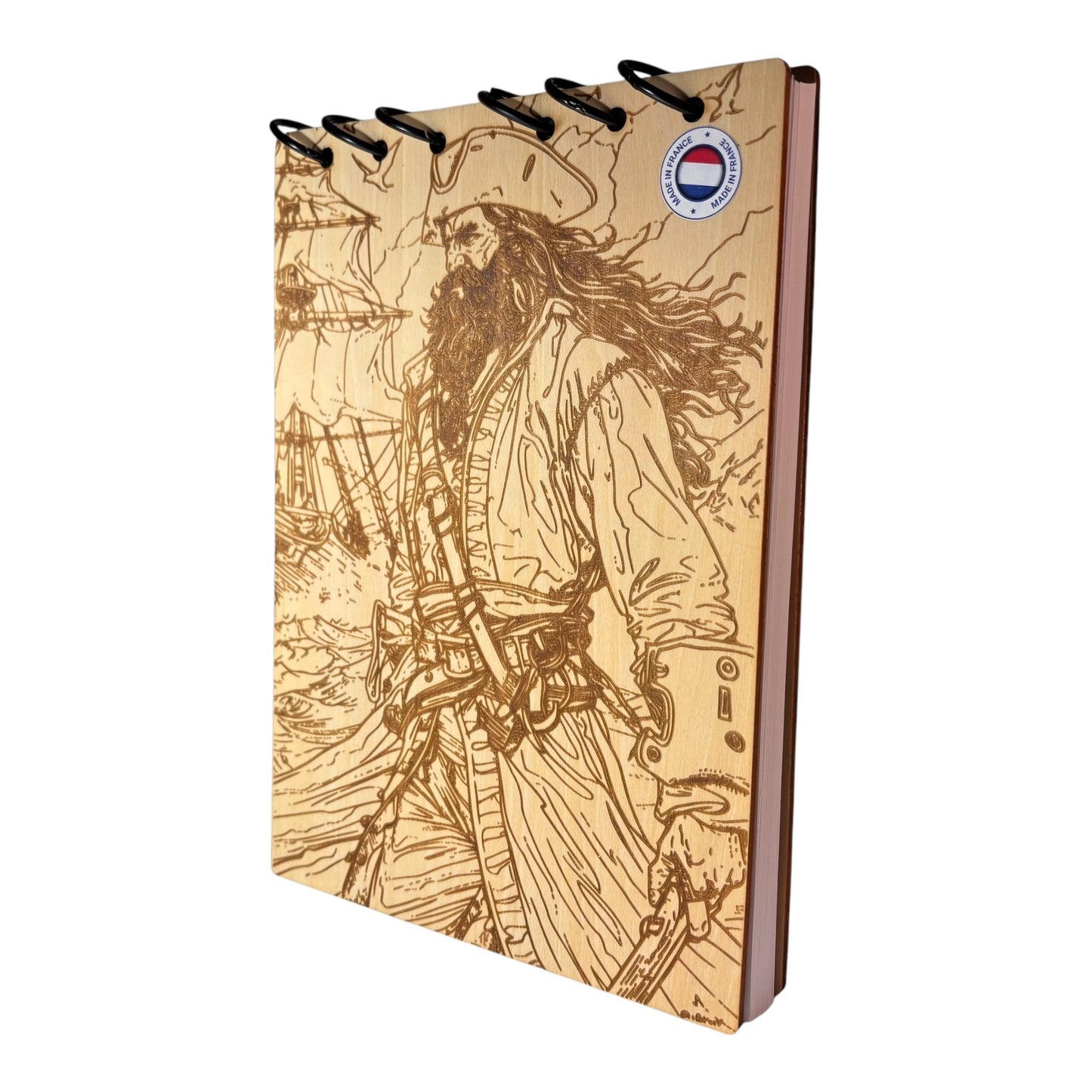 Bloc note A5 pirate graver au laser rechargeable et ecologique fabrication francaise et artisanale