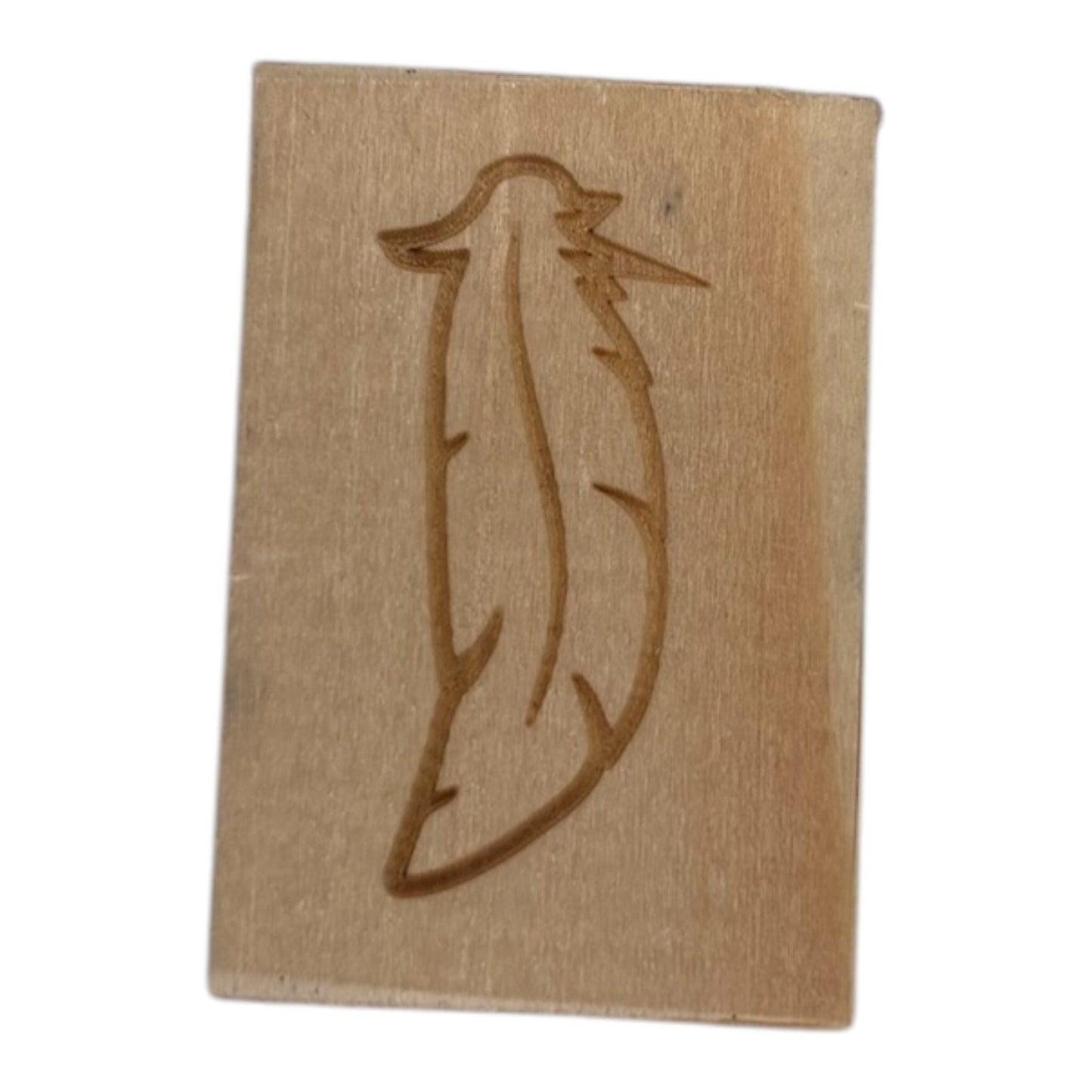 Tampon en bois plumes 2 de fabrication artisanale par mon carnet en bois pour bullet journal et loisir créatif
