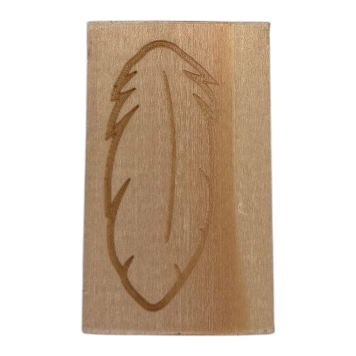 Tampon en bois plumes 3 de fabrication artisanale par mon carnet en bois pour bullet journal et loisir créatif
