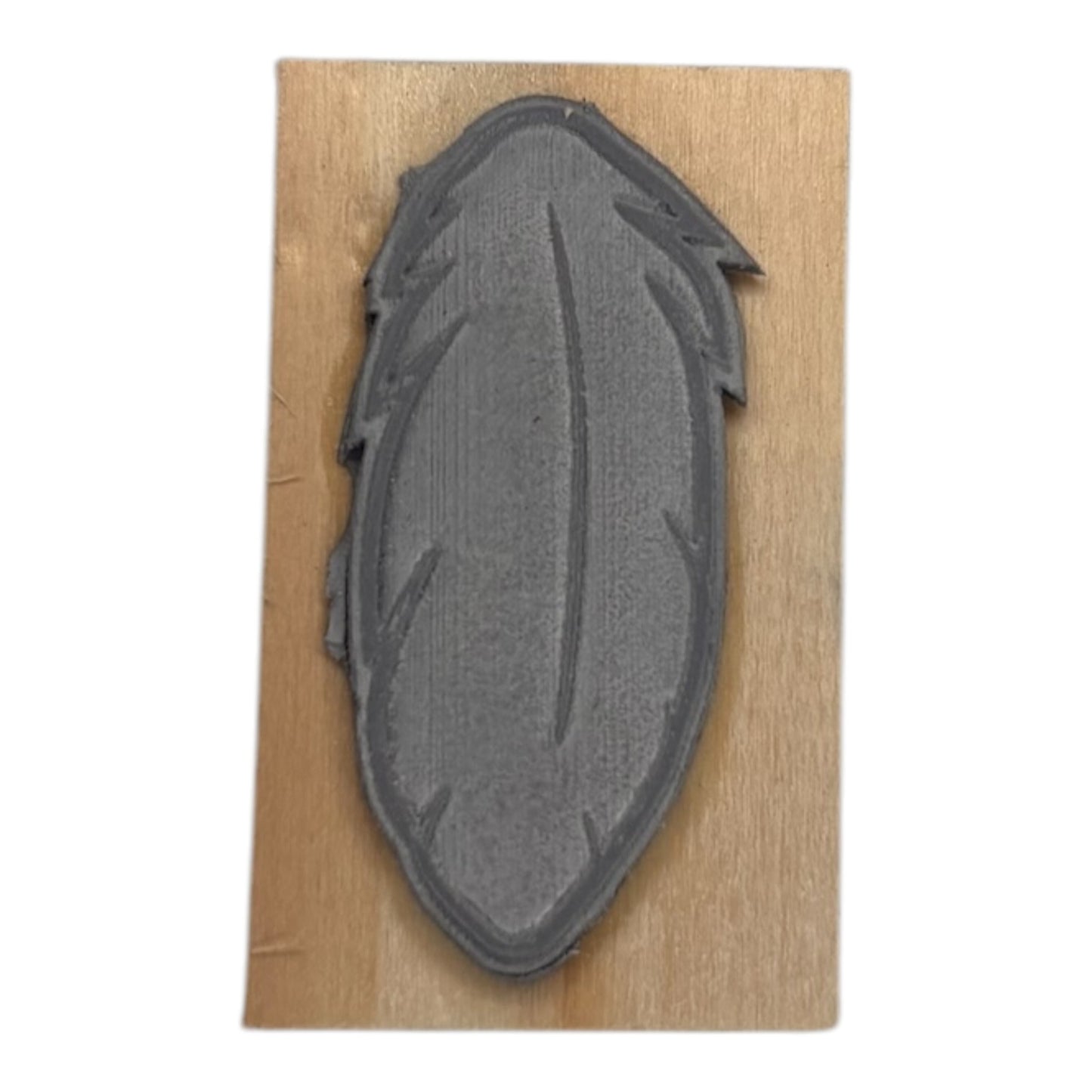 Tampon en bois face caoutchouc plumes 3 de fabrication artisanale par mon carnet en bois pour bullet journal et loisir créatif