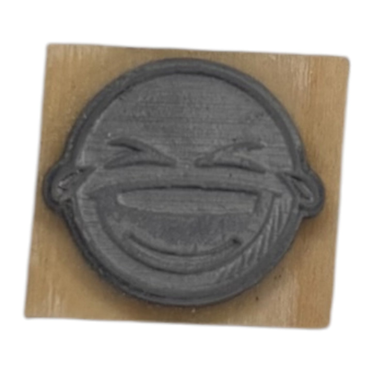Tampon smiley qui rigole face caoutchouc de fabrication artisanale par mon carnet en bois pour bullet journal et loisir créatif