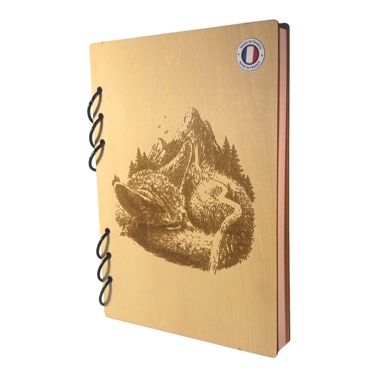 013 - Cahier A5 renard trompe l'oeil - carnet en bois rechargeable ecologique fabrication francaise et artisanal