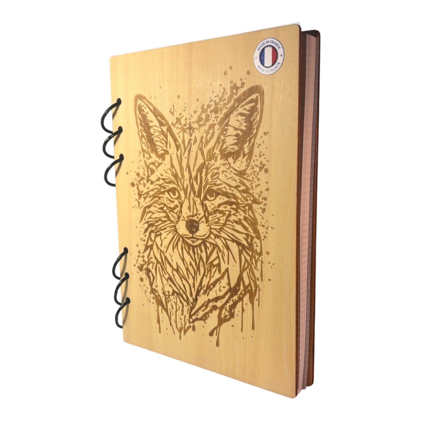021 - Cahier A5 renard en éclaboussure - rechargeable et écologique fabrication francaise et artisanale