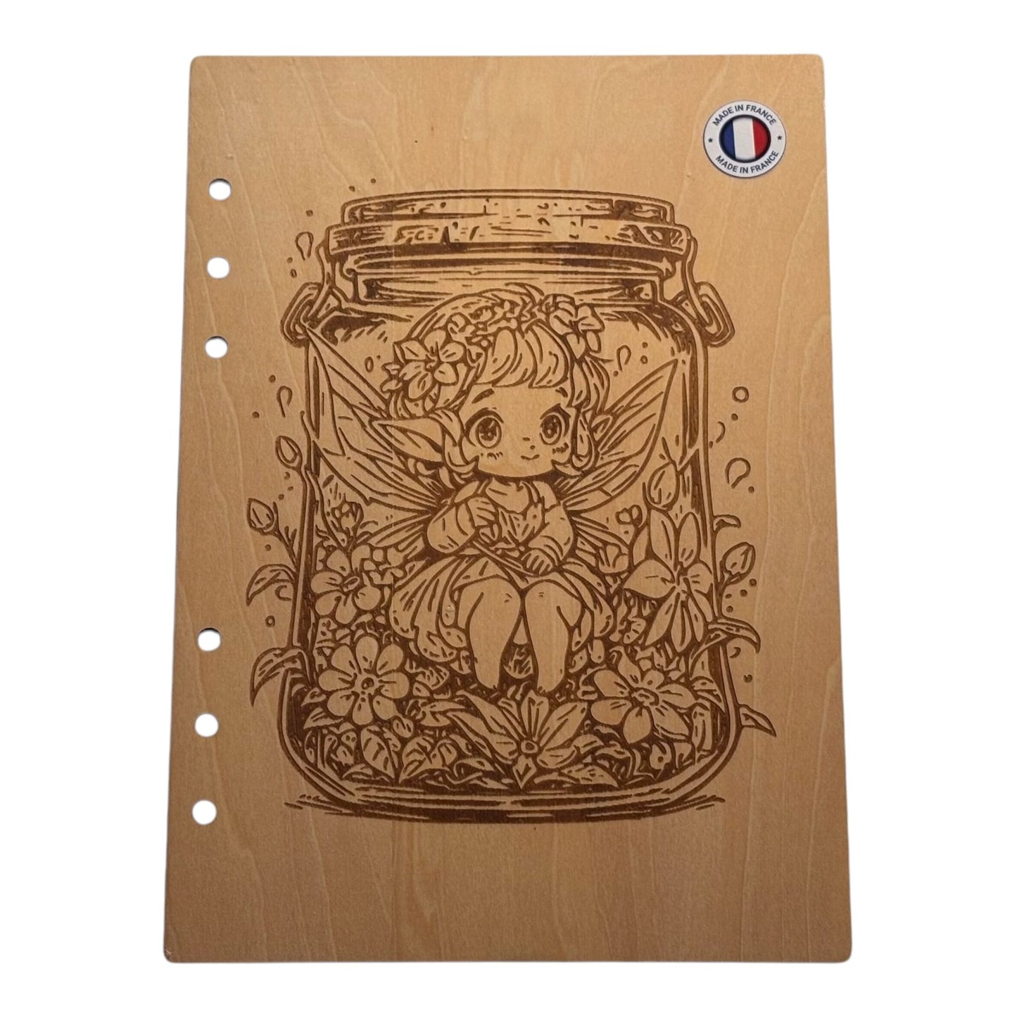 Couverture cahier A5 fée dans un bocal - graver au laser rechargeable ecologique fabrication francaise et artisanale
