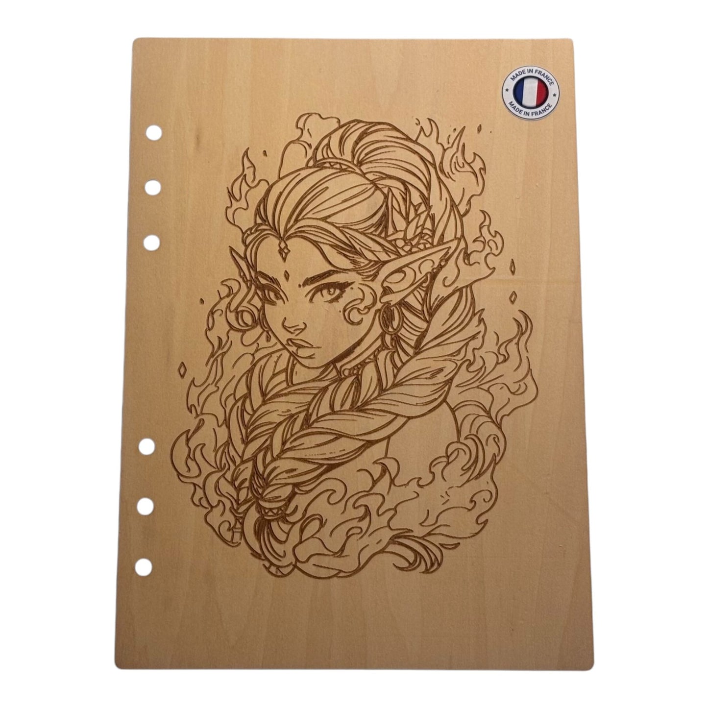 Couverture cahier A5 elfe graver au laser rechargeable et ecologique fabrication francaise et artisanale
