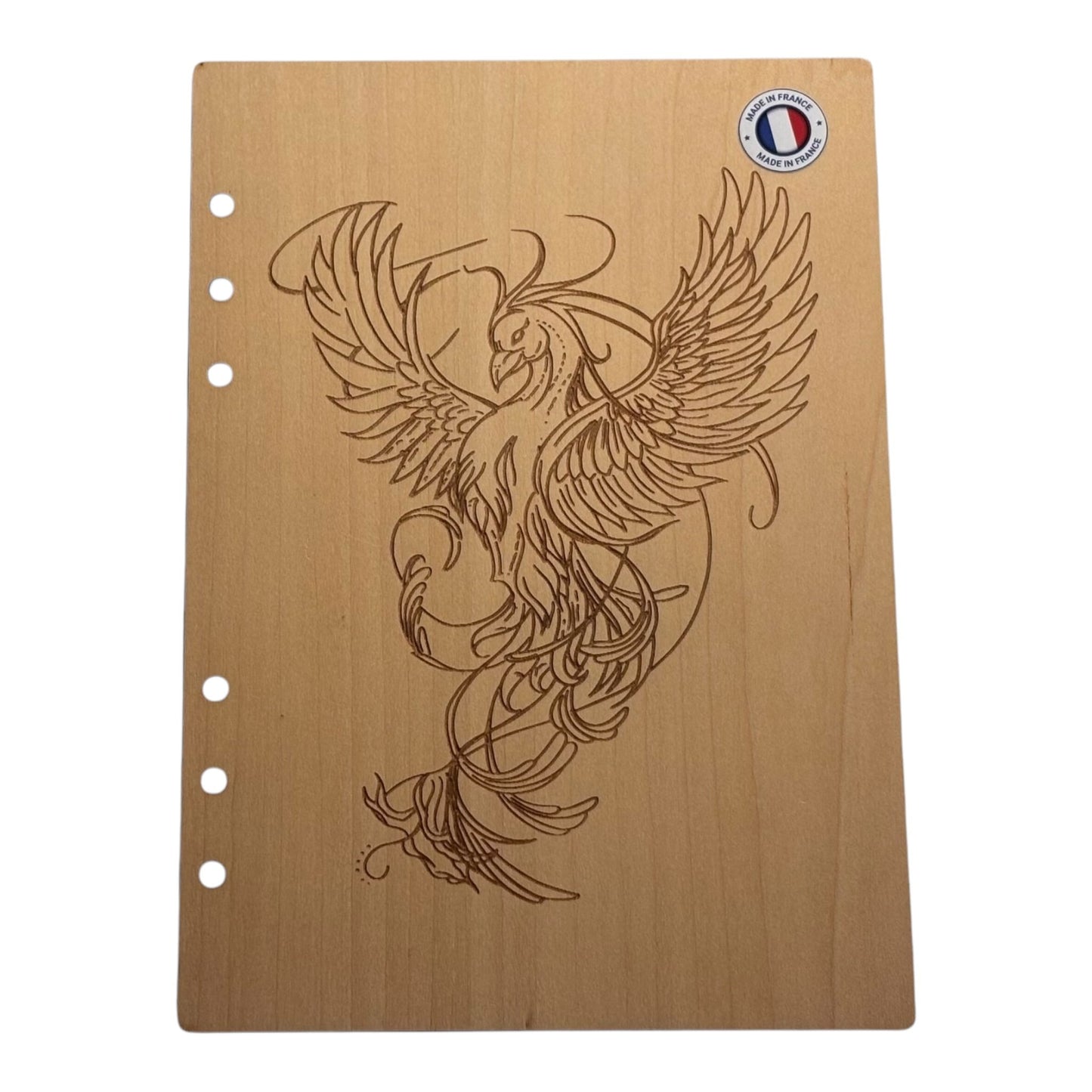 Couverture cahier A5 phénix graver au laser rechargeable et écologique fabrication francaise et artisanale
