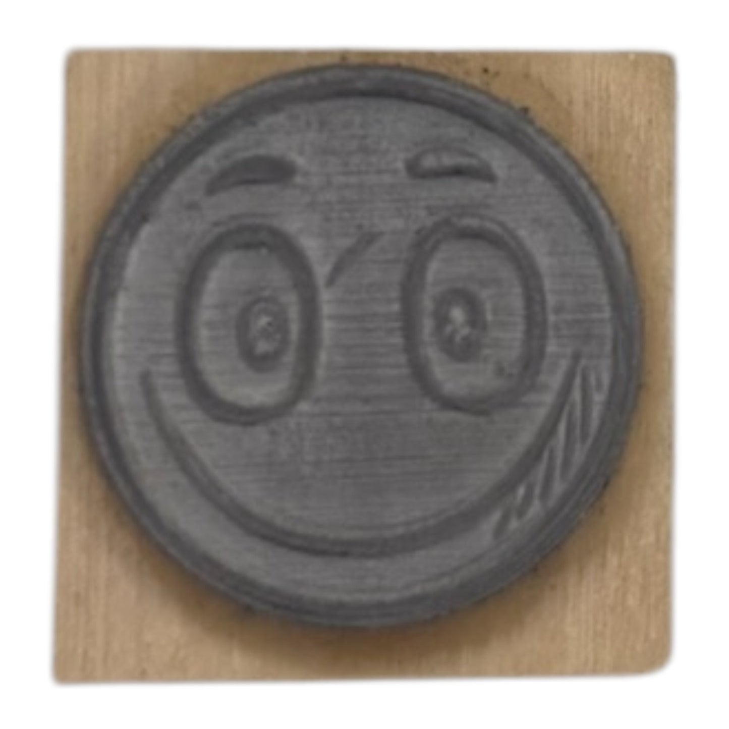 Tampon smiley sourire face caoutchou de fabrication artisanale par mon carnet en bois pour bullet journal et loisir créatif
