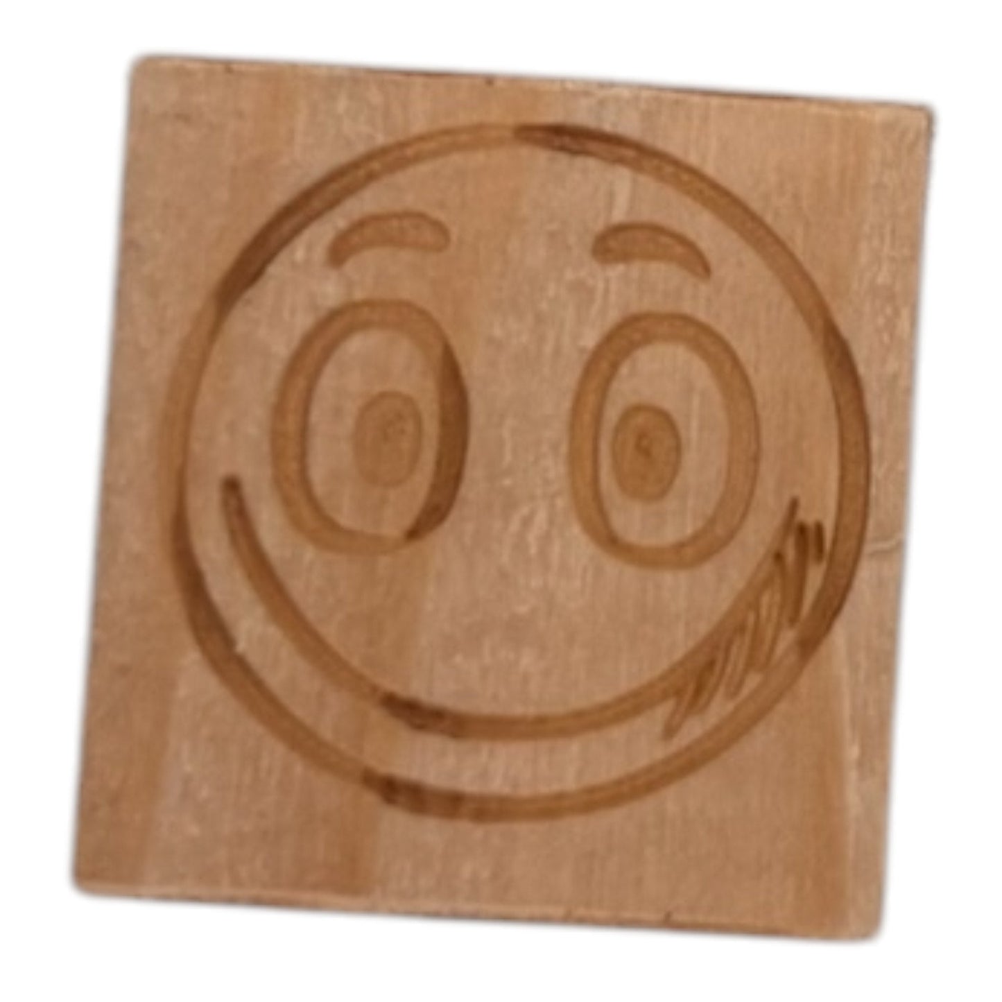 Tampon smiley sourire en bois de fabrication artisanale par mon carnet en bois pour bullet journal et loisir créatif
