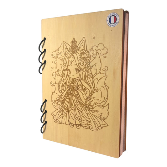 Cahier personnage  A5manga renard - rechargeable ecologique fabrication francaise et artisanale