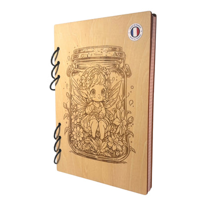 025 - Cahier  A5 fée dans un bocal - Rechargeable et écologique fabrication francaise et artisanale