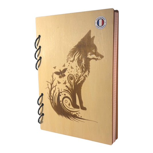 Cahier A5 loup abstrait - rechargeable ecologique fabrication francaise et artisanale