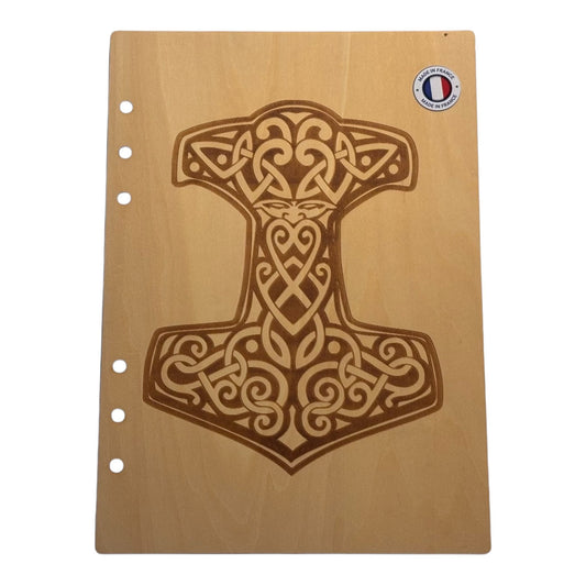 Couverture cahier  A5 Mjolnir graver au laser rechargeable et ecologique fabrication francaise et artisanale