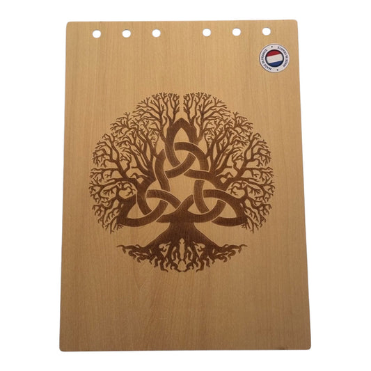 Couverture bloc note A5 arbre celte graver au laser rechargeable et ecologique fabrication francaise et artisanale