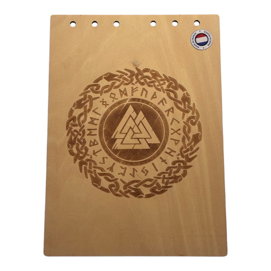 Couverture bloc note A5  valknut graver au laser rechargeable et ecologique fabrication francaise et artisanale