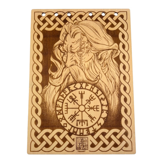 Carnet en bois avec Odin gravé au laser , cahier et bloc note au format A5 écologique et rechargeable de fabrication française et artisanale