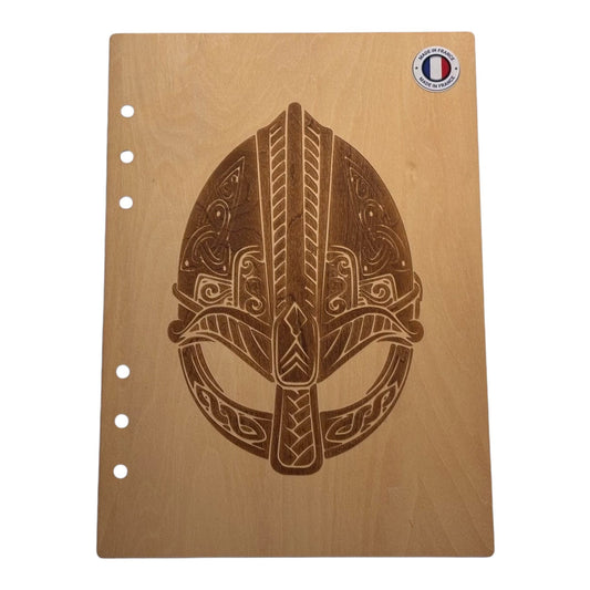 Couverture cahier  A5 casque graver au laser rechargeable et ecologique fabrication francaise et artisanale